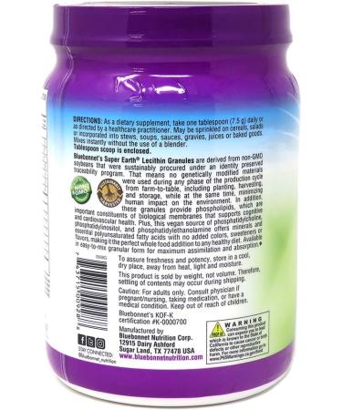 Bluebonnet Nutrition Super Earth Lecithin Granules 12.7 oz - Non-GMO, Soy-Free Supplement - Buy Online on GoSupps.com