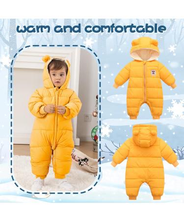 Milkiwai Baby Snowsuit Romper | Cute Bear Hooded Jumpsuit | Winter Infant Snow Wear 73 Yellow - Buy Online on GoSupps.com
