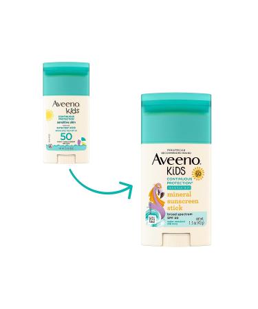Aveeno Kids Zinc Oxide Mineral Sunscreen Stick SPF 50, 1.5 oz | Water-Resistant Face & Body Sunscreen for Sensitive Skin - Buy Online on GoSupps.com