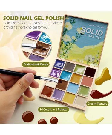 16 Colors Solid Gel Nail Polish Gel Palette Nail Polish with Nail Brush Popular Colors Cream Manicure Palette UV Gel Varnish Portable Nail Polish Art Kit for Home DIY Manicure Nail Salon (#01) - Buy Online on GoSupps.com