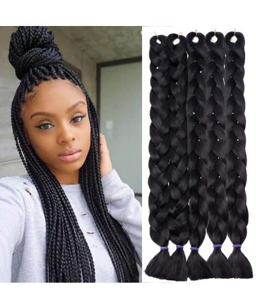 SEGO 41" Braid Extensions Synthetic Crochet Braiding 165g/Bundle Braiding Hair Black