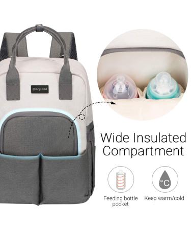 COYSLAND Diaper Bag Backpack for Baby Boy/Girl - Large Capacity Maternity Nappy Bag with Insulated Pocket, Stroller Straps, Laptop Compartment & Anti-theft Pocket - B-white/Grey - Buy Online on GoSupps.com