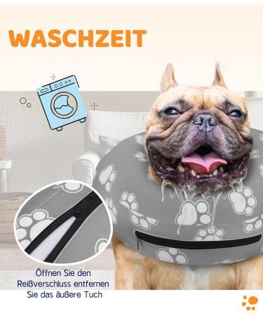 Supet Rewrise Dog Inflatable Recovery Collar for Dogs & Cats - Adjustable Comfortable Protective Neck Sleeve (Gray Paw XL 35.6-45.7cm) - Buy Online on GoSupps.com