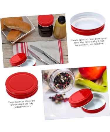 VINTORKY 12pcs Mason Jar Lids Mason Cup Lids Kitchen Storage Accessories Mason Jar Drinking Lids Regular Canning Lids Regular Mouth Lids Screw Jar Lid Caps Ingredients Metal Tinplate Child 7x7x1.5cm Red - Buy Online on GoSupps.com