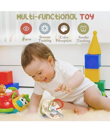 Zooawa Baby Teether - BPA-Free Silicone Sensory Toy for Teething Relief | Rattles & Chew Toy for 3-6 Months+ - Easy-to-Hold Beige - Buy Online on GoSupps.com