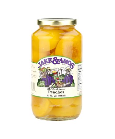 Jake & Amos Peach Halves 32 Oz. (2 Jars) - Home-Made Style Canned Peaches - Traditional Recipe - Non-GMO Ingredients - Buy Online on GoSupps.com