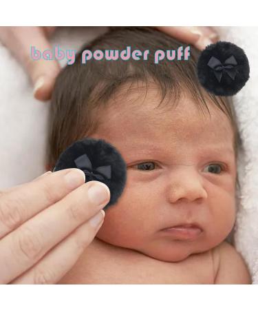Soft Baby Powder Puff - 4inch Fluffyy Powder Puff | Body Powder Puff with Ribbon Bow | Reusable Body Powder Applicator Puff | Washable Round Face Powder Puff or Baby Kid Adult Black - Buy Online on GoSupps.com