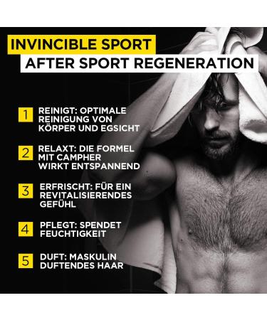 L'Or al Paris LOr al Men Expert Invincible Sport shower gel with citrus scent cleanses face body and hair without drying out regenerates muscles after sports 3 x 300 ml - Buy Online on GoSupps.com