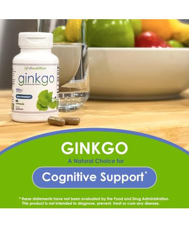 Ginkgo Biloba Supplement - Nootropic Herbal Extract for Memory, Energy, Focus - 60 Capsules by VH Nutrition - Buy Online on GoSupps.com