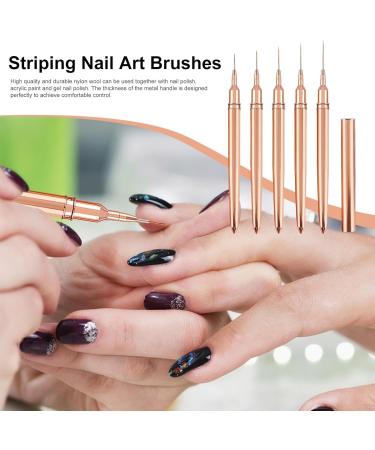 Nail Art Liner Brushes 7/9/11/15/25mm Super Fine Nail Art Long Striper Pen Set for Thin Lines Tiny Details Fine Drawing Delicate Coloring Elongated Lines(Gold) Glod - Buy Online on GoSupps.com