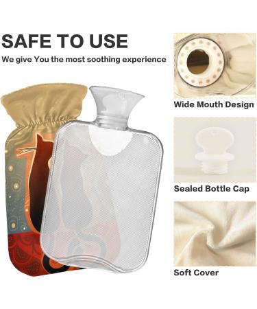 Hot Water Bottle 2L with Cover - Cats in the Moonlight | Pain Relief & Winter Hand Feet Warmer - Buy Online on GoSupps.com