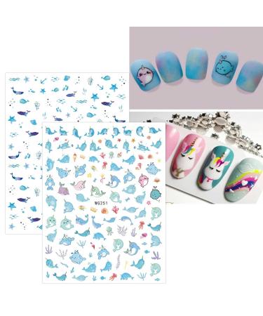 Summer Ocean Nail Art Stickers - Self-Adhesive Fish, Beach Turtle, Whale Decals for Nail Design - Buy Online on GoSupps.com