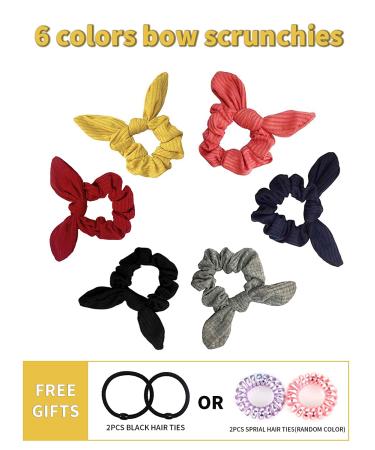 Soft Bow Cotton Hair Scrunchies for Women & Girls - 6 Colors - Great for Thick Hair - Buy Online on GoSupps.com