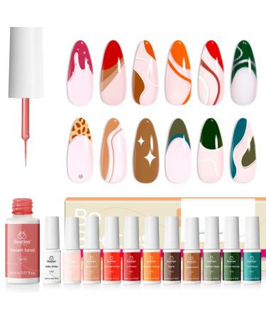 Beetles Gel Polish Nail Art Liner Gel Set Halloween Nails- 12Pcs Popular White Orange Gel Art Paint Brown Green Fall Colors Swirl Nails Built Thin Nail Art Brush in Bottle Gel Thanksgiving Gift A-Nature Philosophy - Buy Online on GoSupps.com
