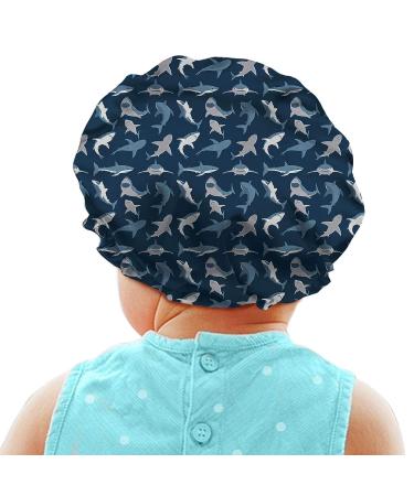 Babrukda Kids Adjustable Satin Lined Sleep Cap - Cool Shark Print for Frizzy Curly Long Hair - Boys Toddler Children Baby - Hair Protection Bonnet - Buy Online on GoSupps.com