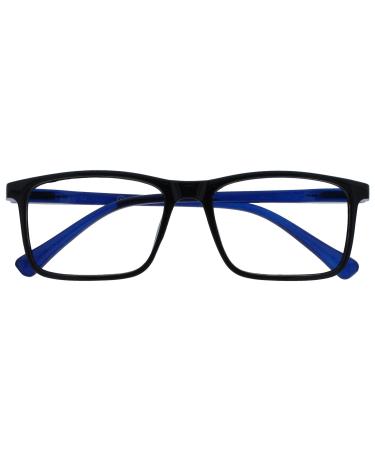 Opulize ink long -sightedness Large rectangular frame spring hinges scratch -resistant black men M4-1 -2.00 -2.00 Dioptria Black front with blue arms