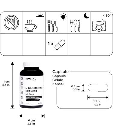 Glutathione 500 mg reduced to 98%. 120 vegan capsules for 4 months. Amino acid L-Glutathione Cellular antioxidant that helps rejuvenate cells and reduce fatigue and fatigue - Buy Online on GoSupps.com