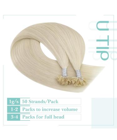 Youngsee 40cm Real Hair Bonding Extensions - U Tip Keratin #60A Platinum Blonde - Hot Fusion 50g/50 Strands - Buy Online on GoSupps.com
