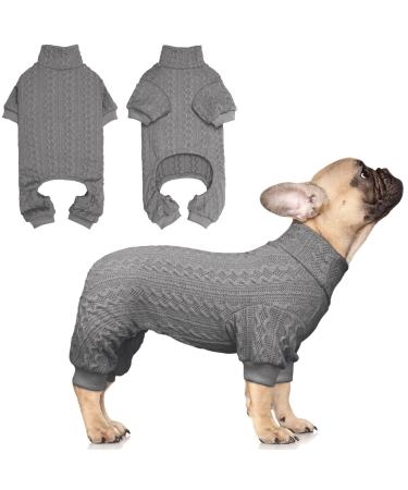 Dog Sweater Turtleneck Knitted Dog Clothes Solid Color Puppy Sweater Warm Cat Sweater Dog Sweaters for Small Dogs (Grey & XS) X-Small Grey