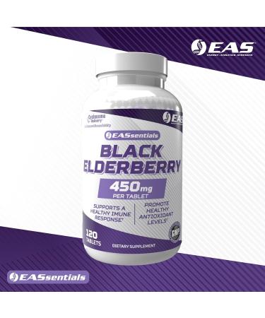 EAS Black Elderberry 450mg | Supports Healthy Immune Response | Gluten Free, Non GMO | Better Absorption with Cyclosome Delivery | 120 Tablets - Buy Online on GoSupps.com