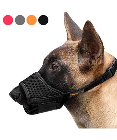 HEELE Dog Muzzle,Soft Nylon Muzzle Anti Biting Barking Chewing,Air Mesh Breathable Drinkable Adjustable Loop Pets Muzzle for Small Medium Large Dogs 4 Colors 4 Sizes Medium Black