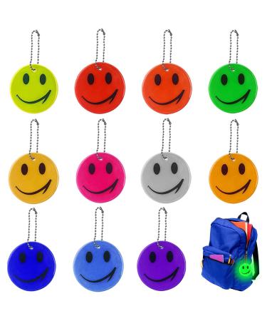 Cosswe Safety Reflector Pendant 11 pieces of children Reflector Pendant Reflecting Smiley supporters Reflectors Children for Schoolpins Clothing Radio Pack Cycling Running Running