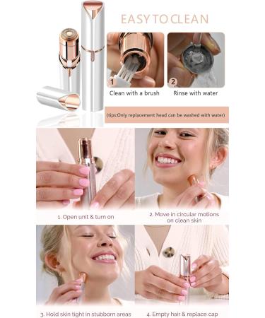 Painless Facial Hair Removal for Women | Rechargeable Electric Face Razor with LED Light - Ideal for Bikini Peach Fuzz Mustache Lip & Chin (White - Buy Online on GoSupps.com
