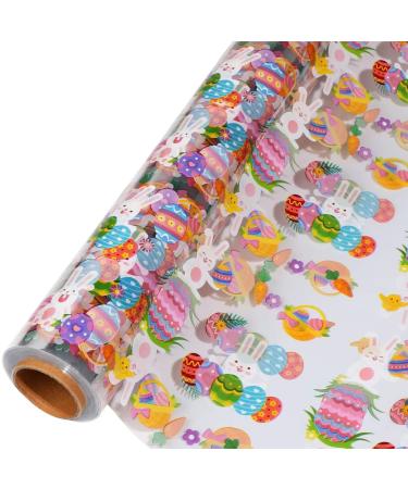 shareluck 31.5 x 100ft Easter Cellophane Wrap - Easter Cello Wrapping paper to Wrap Gift Basket, Treat-Easter Design & Eggs Cellophane. (31.5 fold into 16)