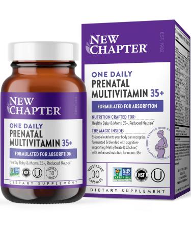 New Chapter Prenatal Vitamins, One Daily Prenatal Multivitamin Age 35+ with Methylfolate + Choline for Healthy Mom & Baby - 30 ct 30 Count (Pack of 1)