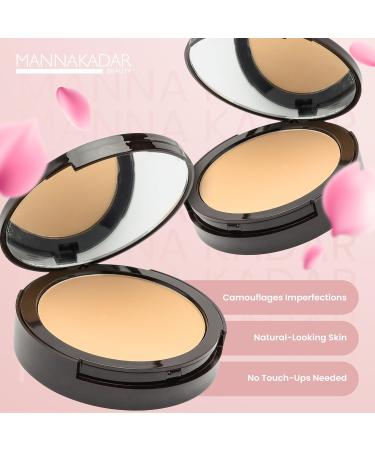 Manna Kadar Beauty Compact Dual Pressed Powder C3 Linen - Medium to Full Coverage Foundation & Setting Powder for Medium Skin Tone - Long-Lasting Matte Finish - Buy Online on GoSupps.com