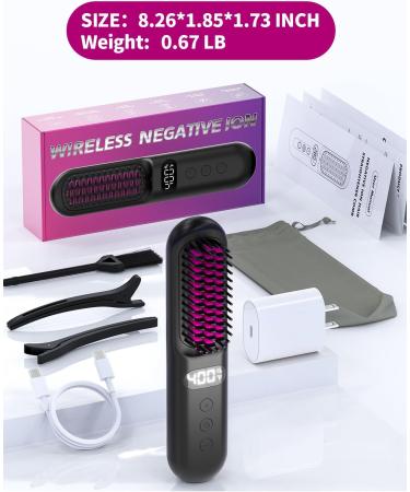 YFG Cordless Hair Straightener Brush - 10000mAh Battery Ionic Wireless Hair Tool Portable Hot Brush (Black - Buy Online on GoSupps.com