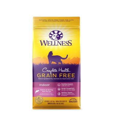 Wellness Complete Health Natural Grain Free Salmon & Herring Indoor Dry Cat Food, 5.5 Pound Bag Salmon 5.5 Pound (Pack of 1)