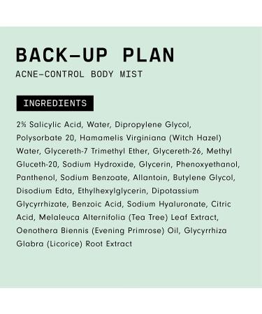 Versed Back-Up Plan Acne-Control Body Mist | Salicylic Acid, Tea Tree Oil & Witch Hazel | Vegan Formula to Reduce Blemishes | Fast-Drying & Residue-Free | 3 fl oz - Buy Online on GoSupps.com