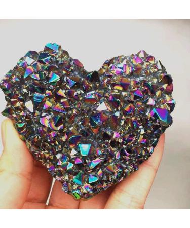 Natural Crystal Rough Natural Amethyst Geode Heart Shaped Stone Crystals Stones Titanium Rainbow Aura Amethyst Cluster Angel Aura Quartz - (Size: 60-80mm) Small - Buy Online on GoSupps.com