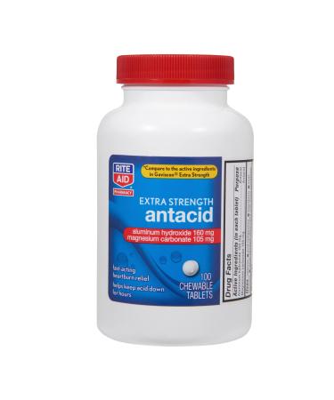 Rite Aid Extra Strength Antacid - 100 Count | Heartburn Relief | Acid Reflux Medicine