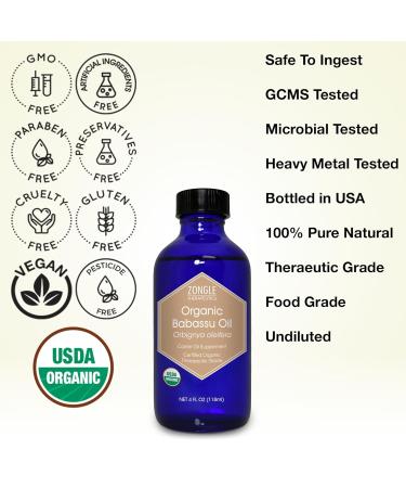 Zongle USDA Organic Babassu Oil - 4 oz Unrefined Virgin Cold Pressed Safe to Ingest International Shipping Available - Buy Online on GoSupps.com
