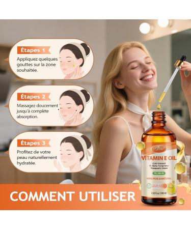 Huile de Vitamine E - 100% Pure et Naturelle Vitamine E Huile 70 000 UI pour la Peau le Visage les Cheveux les Ongles et les Cicatrices Hydratation Profonde et Raffermissement de la Peau - Buy Online on GoSupps.com