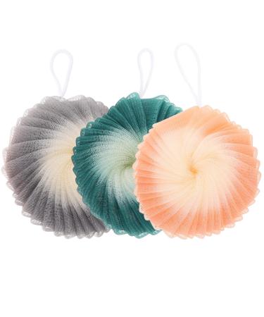FRCOLOR 3Pcs Mesh Balls Sponge Bath Soft Shower Loofahs Deep Cleansing Exfoliating Body Scrubber Multi Color Bath Puff for Skin Care in Bath Spa Shower