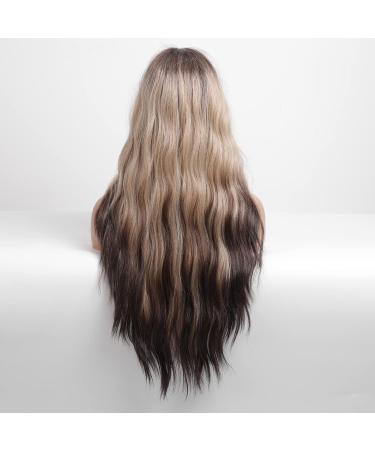 Blonde Unicorn Long Wavy Lace Front Wig for Women - Three Part Ombre Middle Part Wig - Buy Online on GoSupps.com