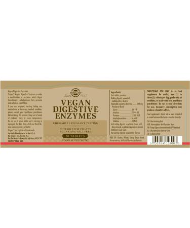 Solgar Vegan Digestive Enzymes Tablets - Pack of 50 - Lactose Free - Digestion Support - Vegan & Gluten-Free Peppermint 50 count (Pack of 1) - Buy Online on GoSupps.com