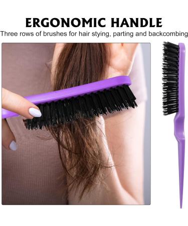 Dacitiery 3-Piece Hair Brush Set - Teasing, Bristle, & Edge Control Brushes - Purple | For Women, Babies, & Kids Hair - Buy Online on GoSupps.com