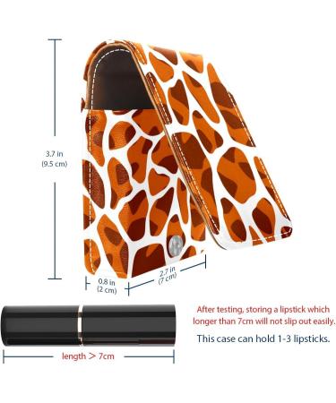 Travel Lipstick Organizer Case - Portable Makeup Bag with Mirror - Brown Giraffe Print - Buy Online on GoSupps.com