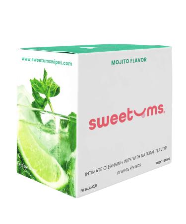 Sweetums Feminine Wipes For Women, Individually Wrapped - pH Balanced Flavored Intimate Wipes - Pack of 10 (Mojito)
