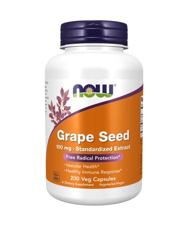 Now Foods Grape Seed Standardized Extract 100 mg 200 Veg Capsules