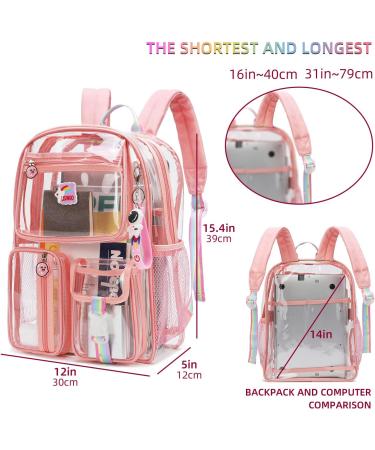 Clear Pink Backpack for Girls - LISINUO Transparent Book Bag for Women | Heavy Duty PVC Mesh, Cute Girls Bookbags - Buy Online on GoSupps.com