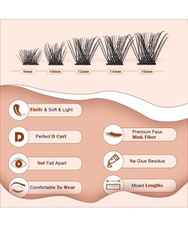Individual Lash Extension Kit 110pcs 8-16mm D Curl Eye Lash Clusters Women Lash Bond and Seal Glue Strong Hold DIY False Eyelash Extension Applicator Tool Set for Beginner Self Application at Home - Buy Online on GoSupps.com