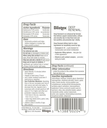 Blistex Lip Protectant Sunscreen - Anti-Aging Deep Renewal Formula (Value Pack of 12) - 0.13 Ounce (3.69g) - Best for Soft Protected Lips - Buy Online on GoSupps.com