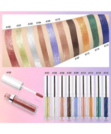 Weixinbuy 12 Colors Liquid Eyeshadow Glitter - Shimmering Metallic Eyeliner | Waterproof & Long Lasting | Highly Pigmented Eye Makeup (101#Cream) - Buy Online on GoSupps.com