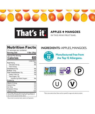Mini Fruit Bars Variety (20 Pack) | No Sugar Added, Plant-Based, Vegan, Gluten-Free Breakfast Bar | Paleo Snack for Children & Adults | Non-GMO, Fiber-Rich - Buy Online on GoSupps.com