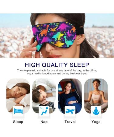 Colorful Neon Dinosaurs Sleep Mask - Light Blocking Eye Mask for Men & Women | Adjustable Strap for Travel Naps & Relaxation - Buy Online on GoSupps.com